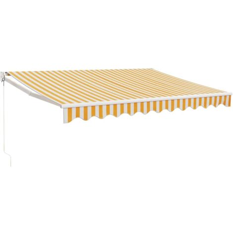 Auvent rétractable jaune et blanc 3x2,5 m tissu et aluminium