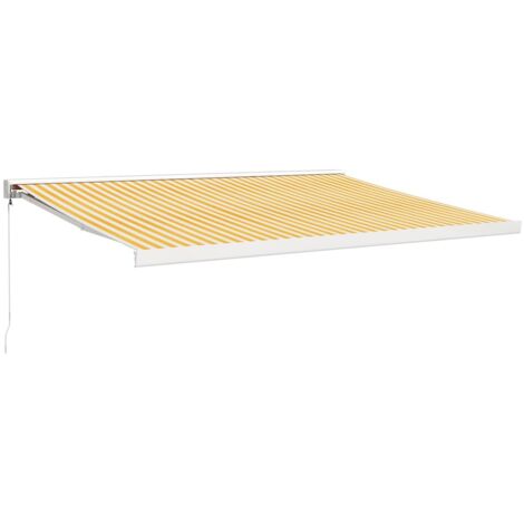 Auvent rétractable jaune et blanc 4x3 m tissu et aluminium
