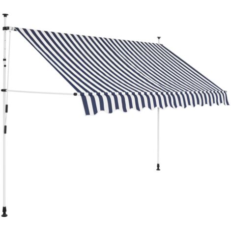 Auvent rétractable manuel 250 cm Rayures bleues et blanches
