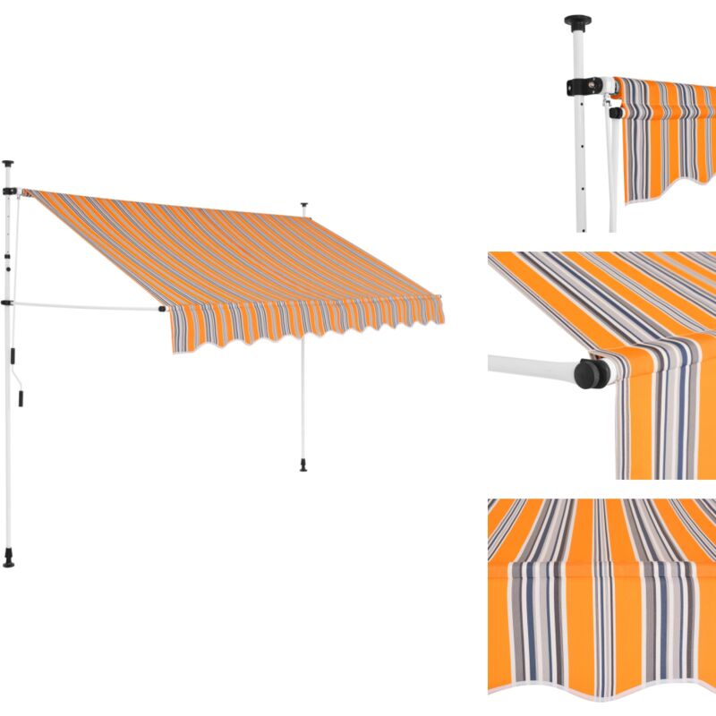 Auvent rétractable manuel 300 cm Rayures jaunes et bleues - Auvent Retractable - Stores Exterieurs - Parasol - Abri Solaire - Protection Soleil