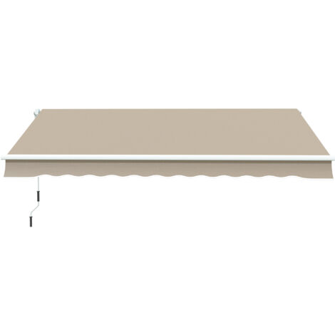 Auvent rétractable manuel 395x245 cm, store terrasse extérieur à manivelle, inclinaison réglable 45°-85°, aluminium et polyester 280 g/m², anti-UV, beige