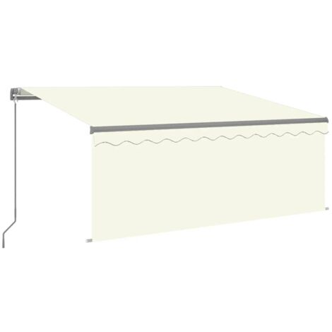 Auvent rétractable manuel avec store et LED 3,5x2,5 m Crème