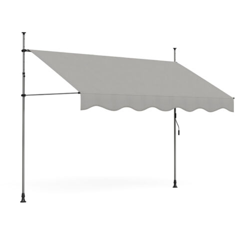 Auvent rétractable manuel sans perçage 300x180cm - hauteur et inclinaison réglable - store banne avec manivelle