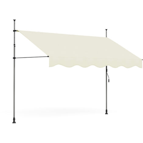 Auvent rétractable manuel sans perçage 300x180cm - hauteur et inclinaison réglable - store banne avec manivelle