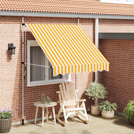 Auvent rétractable manuel-Store banne 200 cm Rayures oranges et blanches