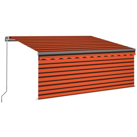 Auvent rétractable manuel store et LED  Store Banne Marquise 3x2,5 m Orange et marron 44461