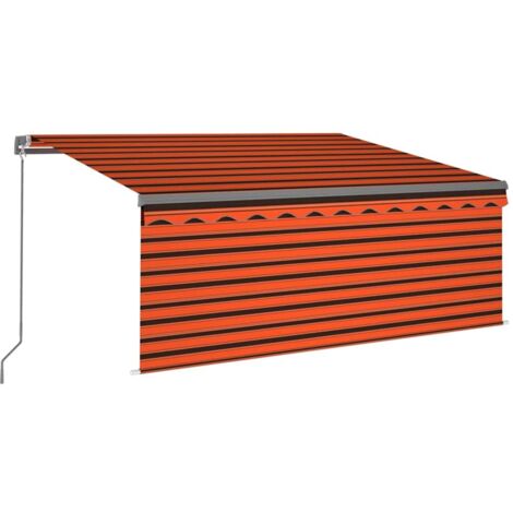 Auvent rétractable manuel store LED 3,5x2,5 m Orange et marron
