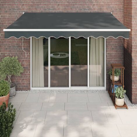 Auvent rétractable Marquise Store Banne Auvent de jardin anthracite 3x2,5 m tissu et aluminium 23646