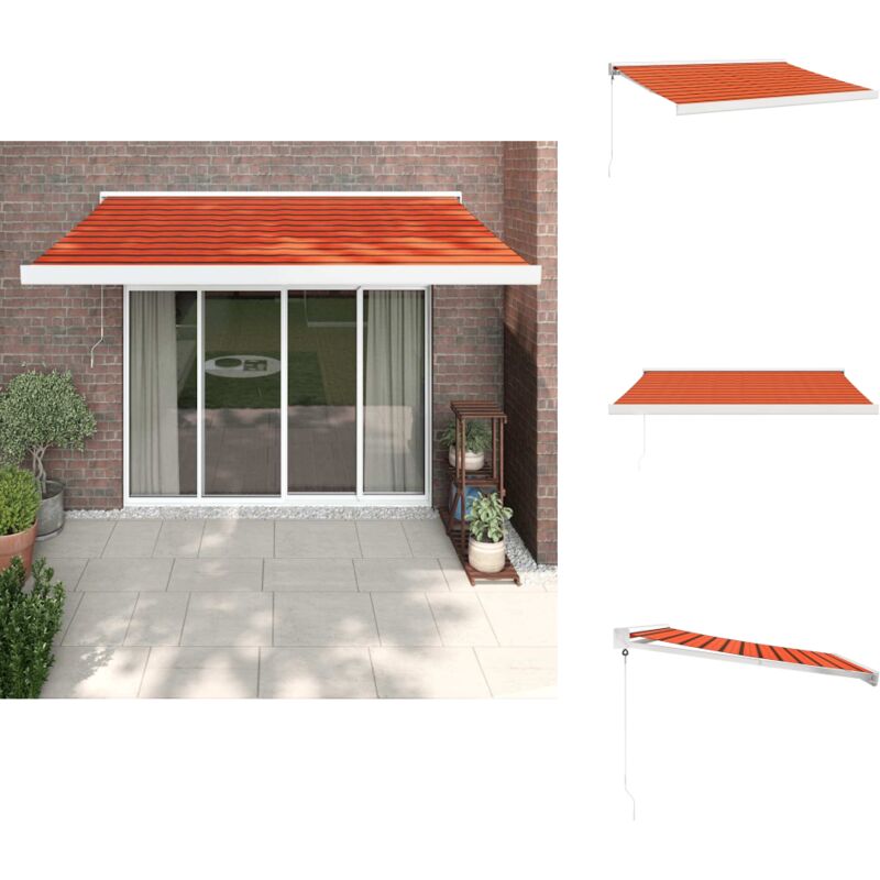 Auvent rétractable orange et marron 3x2,5 m tissu et aluminium - Auvent Retractable - Store Banne - Parasol - Abri Solaire - Protection Solaire