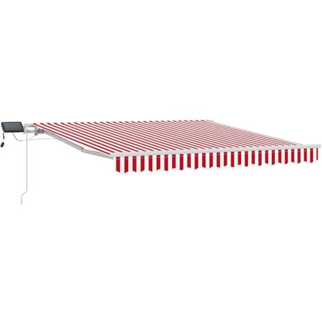 Auvent Rétractable Rouge et Blanc 350 x 250 cm Tissu et acier