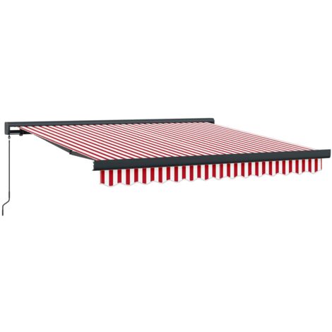 Auvent Rétractable Rouge et Blanc 350 x 250 cm Tissu et Métal