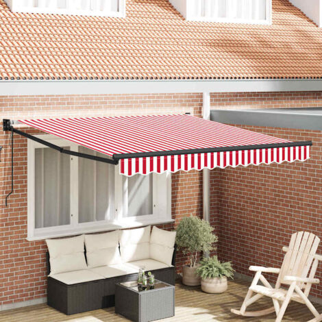 Auvent Rétractable Rouge et blanc 350 x 250 cm tissu vidaXL