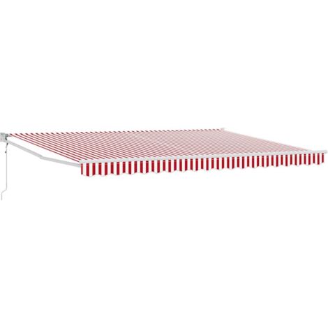 Auvent Rétractable Rouge et blanc 450 ×300 cm tissu vidaXL