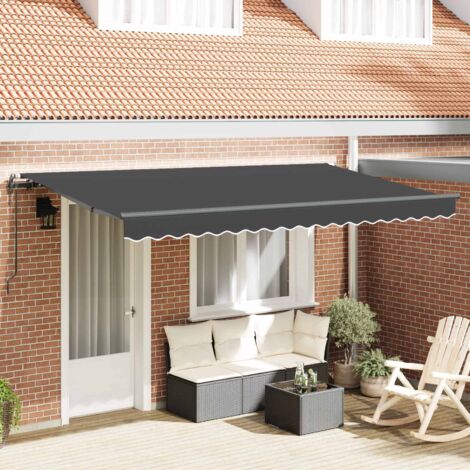 Auvent rétractable-Store banne Anthracite 350 x 200 cm tissu 486806