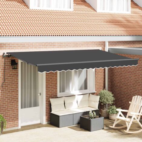 Auvent rétractable-Store banne Anthracite 350 x 200 cm tissu 958397