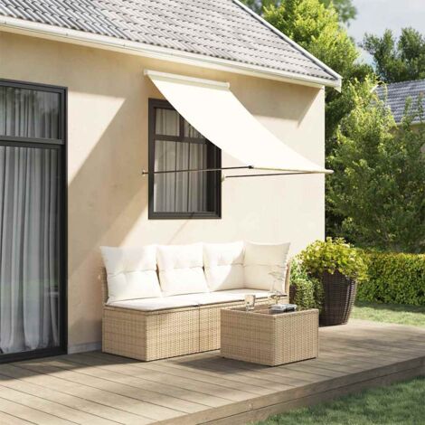 Auvent Rétractable-Store banne crème 100x150 m tissu et acier 557732