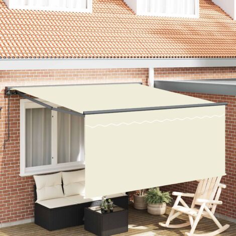 Auvent Rétractable-Store banne Crème 350 x 250 cm Polyester et Aluminium