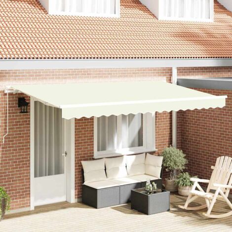 Auvent Rétractable-Store banne Crème 400 x 200 cm tissu 373401