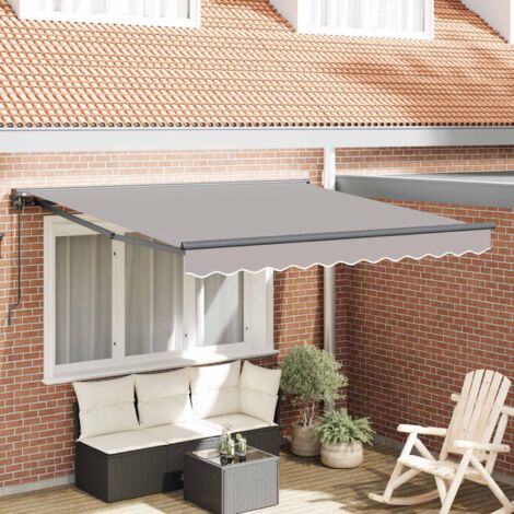 Auvent Rétractable-Store banne Gris clair 300 x 250 cm Aluminium et Tissu