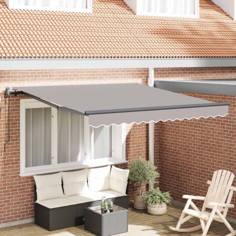 Auvent Rétractable-Store banne Gris clair 300 x 250 cm Tissu et Aluminium