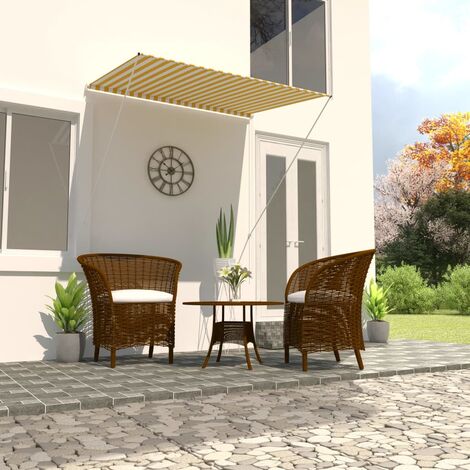 Auvent rétractable  Store Banne Marquise 150x150 cm Jaune et blanc 15322