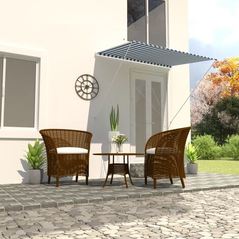 Auvent rétractable | Store Banne Marquise 200x150 cm Bleu et blanc 50263 - Multicolore