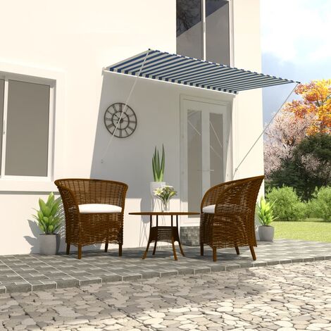 Auvent rétractable | Store Banne Marquise 250x150 cm Bleu et blanc 88342 - Multicolore