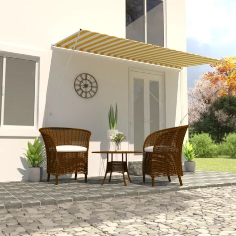 Auvent rétractable  Store banne  Marquise 400x150 cm Jaune et blanc NDTN1716528