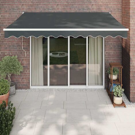 Auvent rétractable, Store Banne, Marquise Brise-soleil anthracite 3,5x2,5 m tissu et aluminium LKOWF78910