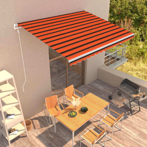 Auvent rétractable, Store Banne, Marquise Brise-soleil automatique 400x300 cm Orange et marron LKOWF16242