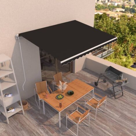 Auvent rétractable, Store Banne, Marquise Brise-soleil automatique 400x350 cm Anthracite LKOWF68760