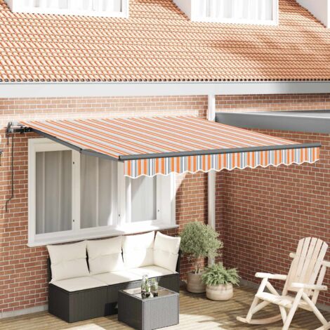 Auvent Rétractable-Store banne Multicolore 300 x 250 cm Tissu et Aluminium 848963