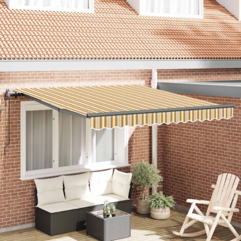 Auvent Rétractable-Store banne Multicolore 300 x 250 cm Tissu et Aluminium 900186