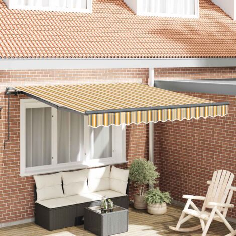 Auvent Rétractable-Store banne Multicolore 350 x 250 cm Polyester et Acier 213904