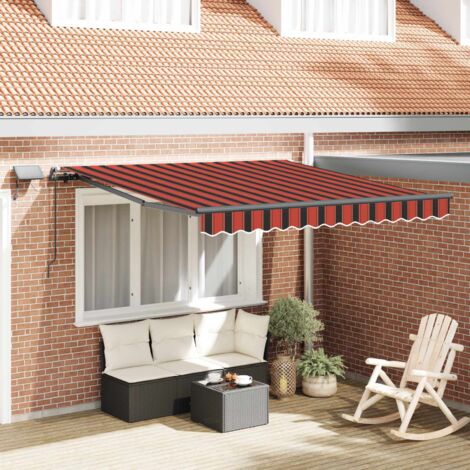 Auvent Rétractable-Store banne orange et marron 300 x 250 cm tissu 272632