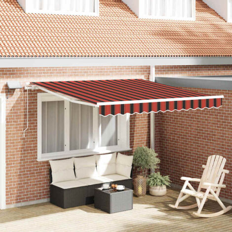 Auvent Rétractable-Store banne orange et marron 300 x 250 cm Tissu et acier