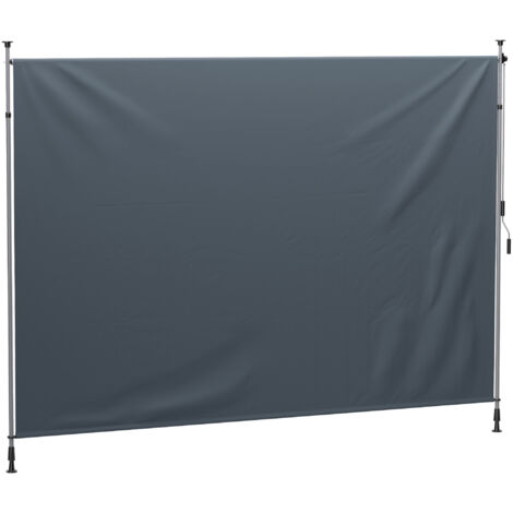 Auvent serrage manivelle manuelle, bras articulé ajustable, sans perçage, largeur 350 cm, gris foncé.