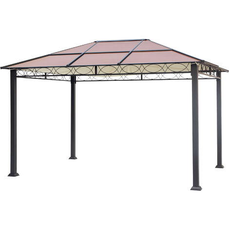 INTENT24 Auvent solaire pour pavillons de jardin Paradise Deluxe 3x4 m toile d'ombrage couleur champagne - champagne