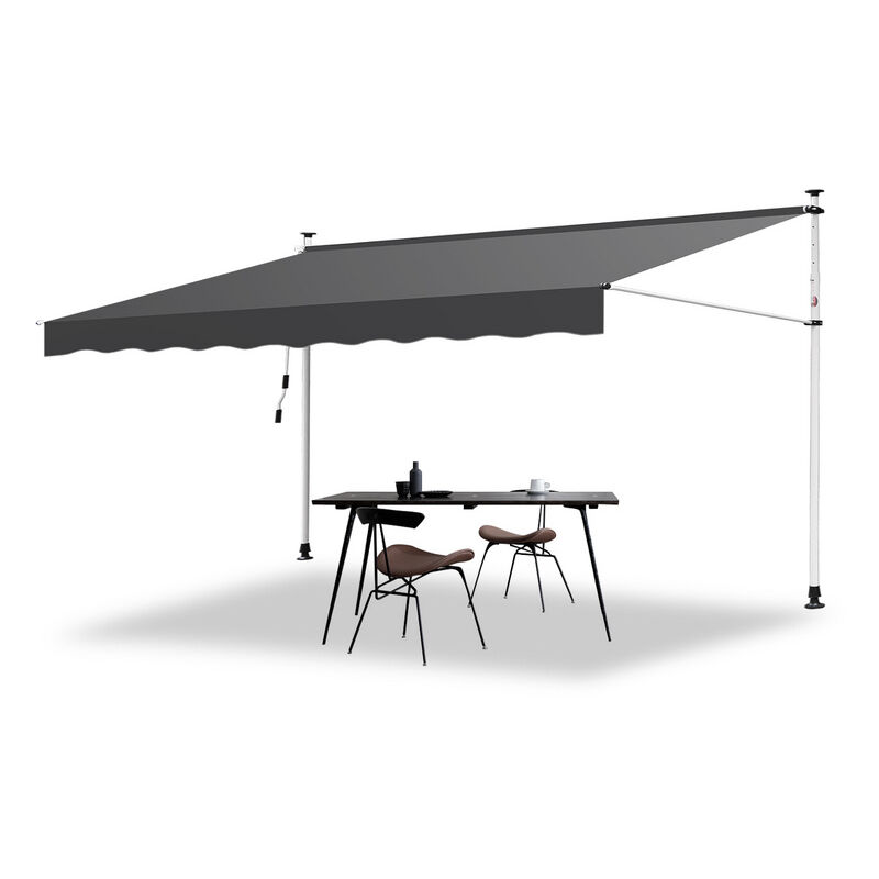 Auvent Store à pince Store Banne Rétractable Etanche avec Manivelle&Tige de Support Auvent Store à pince retractable manuel 250cm