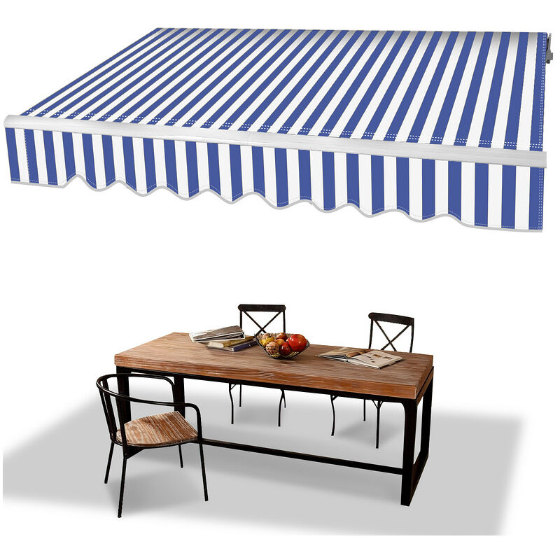 Auvent Store à pince Store Banne Rétractable Etanche avec Manivelle&Tige de Support Auvent Store à pince retractable manuel 350cm