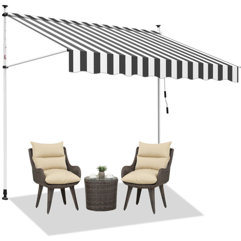 Auvent Store à pince Store Banne Rétractable Etanche avec Manivelle&Tige de Support Auvent Store à pince retractable manuel 300cm