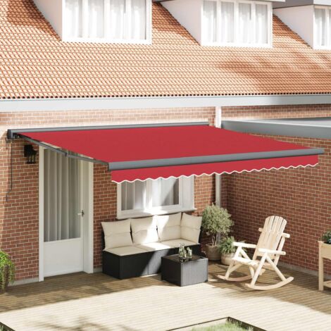 Auvent-Store banne Rouge 400 x 300 x 165 cm Polyester et Aluminium