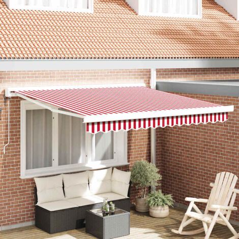 Auvent-Store banne Rouge et Blanc 350 x 250 x 165 cm Polyester et Aluminium