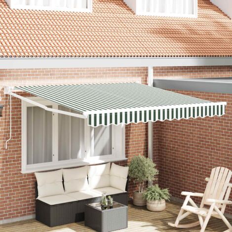 Auvent-Store banne Vert et blanc 300 x 250 x 165 cm Polyester