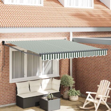 Auvent-Store banne Vert et blanc 300 x 250 x 165 cm Polyester