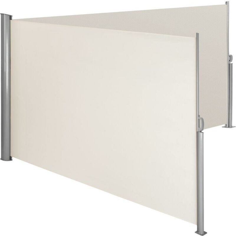 Helloshop26 - Auvent store latéral brise-vue paravent rétractable double beige 180 x 600 cm