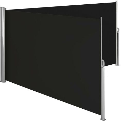 Auvent store latéral brise-vue paravent rétractable double noir 180 x 600 cm - Noir