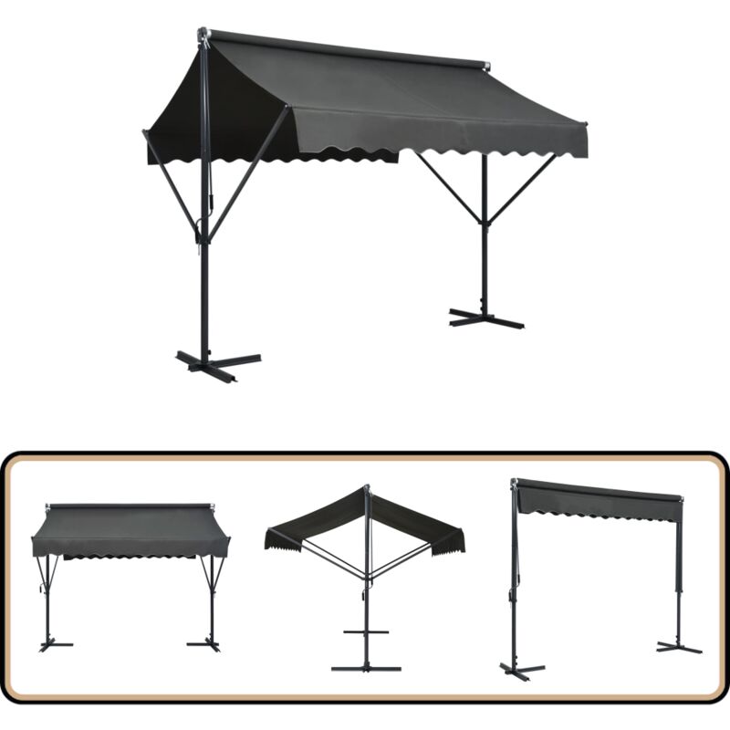 Auvent sur pied 300 x 300 cm Anthracite - Parasol - Auvent De Jardin - Parasol Rectangulaire - Ombre Solaire - Protection Uv