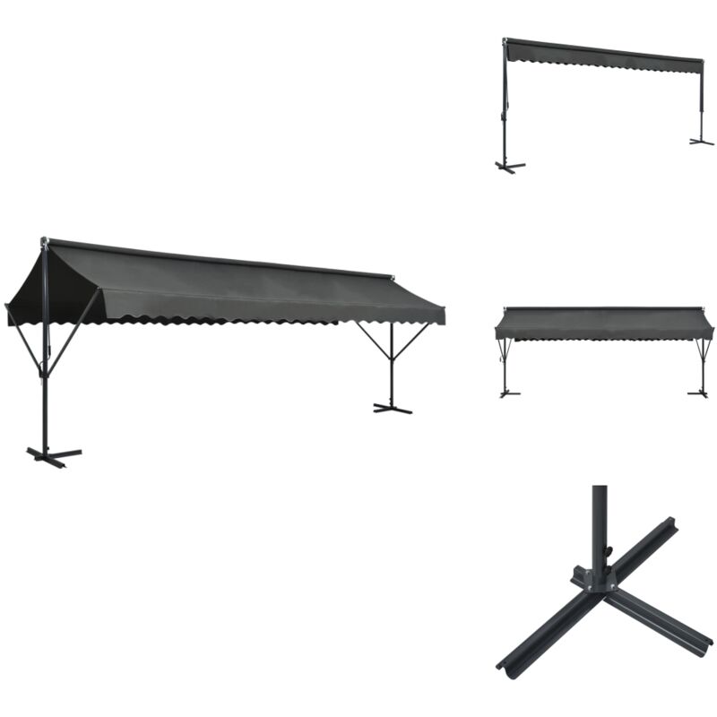 Auvent sur pied 600 x 300 cm Anthracite - Parasol - Auvent De Jardin - Ombrage - Protection Solaire - Abri Jardin