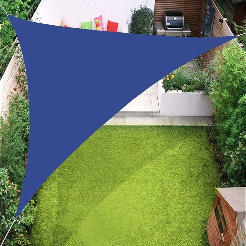 Memkey - Auvent Triangulaire de voiles d'ombrage, Couverture d'auvent de Bloc uv de 98% pour la Cour extérieure de Jardin de pelouse de Patio Bleu